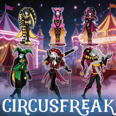 2026 New The Freak Circus Acrylic Stand Keychain Pierrot Harlequin Gothic Figure Desktop Decor Character Merch