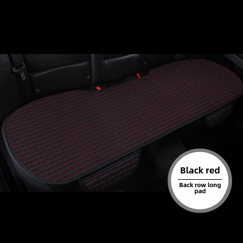 Grid Linen Backless Car Seat Cushion Set - Single, Square, Three-Piece, Four Seasons Universal