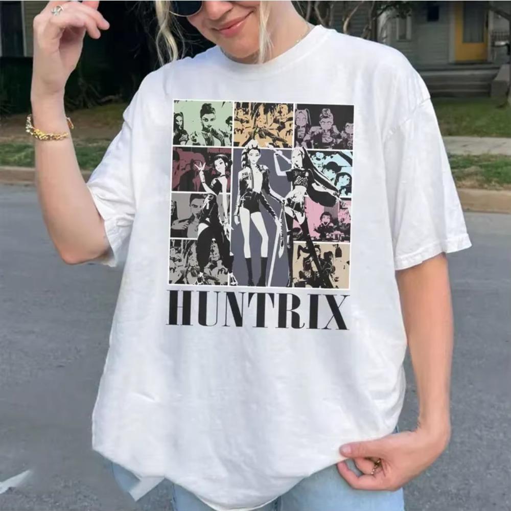 Huntrix Girls Kpop Demon Hunters Women's Men Cotton T-shirt Kpop Lover Vintage Female T Shirts Graphic Shirt Fashion Tops