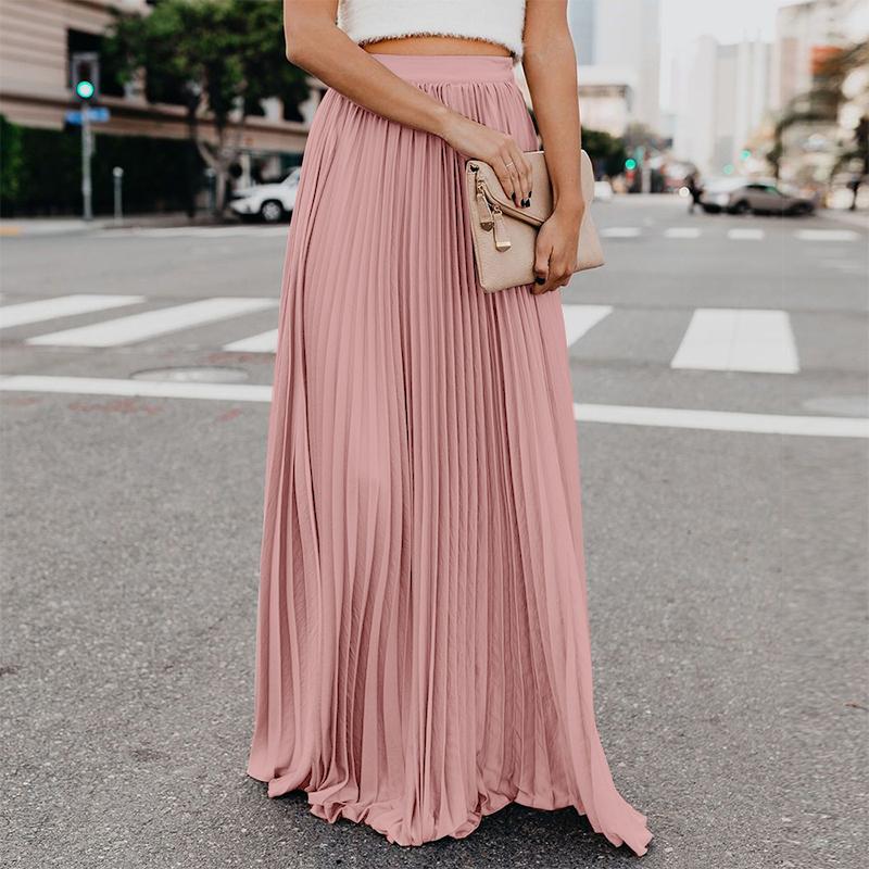 

ZANZEA Женские повседневные свободные длинные плиссированные юбки с эластичной резинкой на талии 3XL розовый