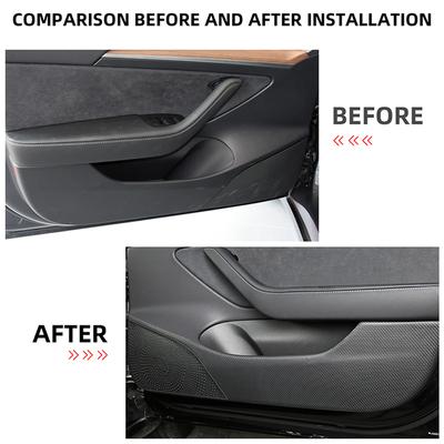 For Tesla Model Y Model 3 Model3 Modely Door Stickers Door Anti Kick Sticker Pad Leather Decals Protector Interior Accessories
