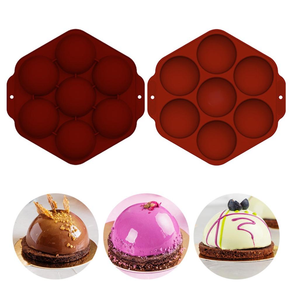 7 Holes Silicone Mold Food Grade Silicone Half Sphere Mold Chocolate Mold  For Cake Decorating