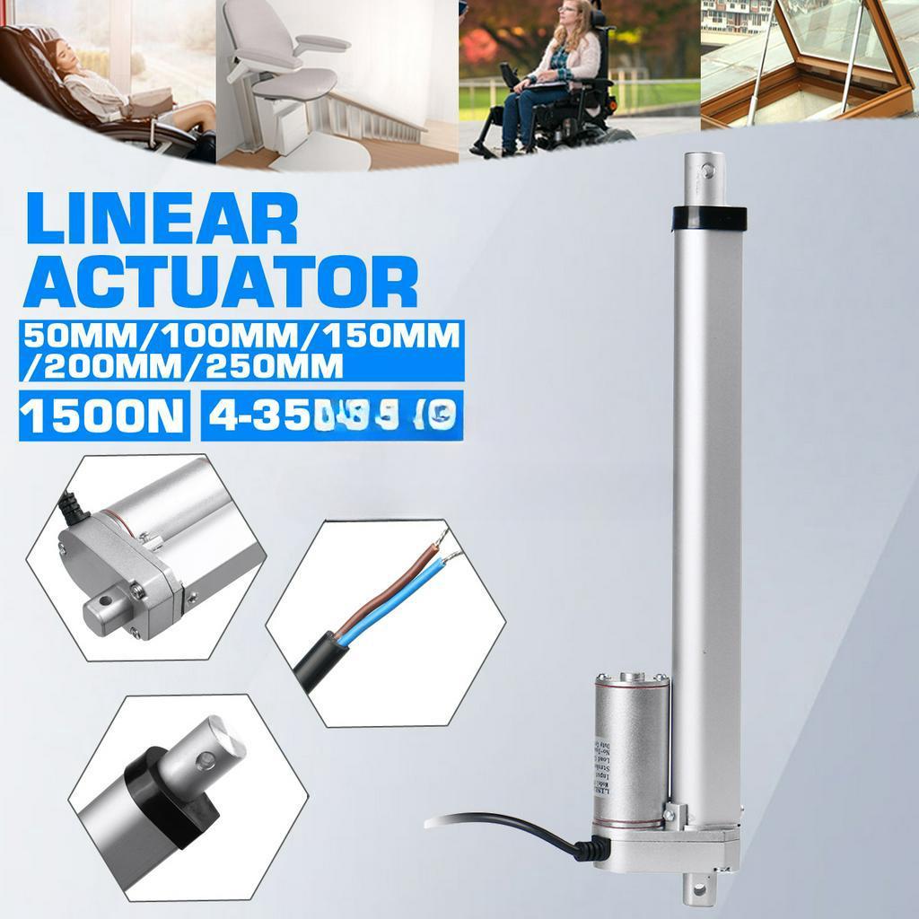 DC 12V 50/100/150/200/250mm 1500N IP54 Linear Motor Moving Distance Stroke Max Linear Actuator