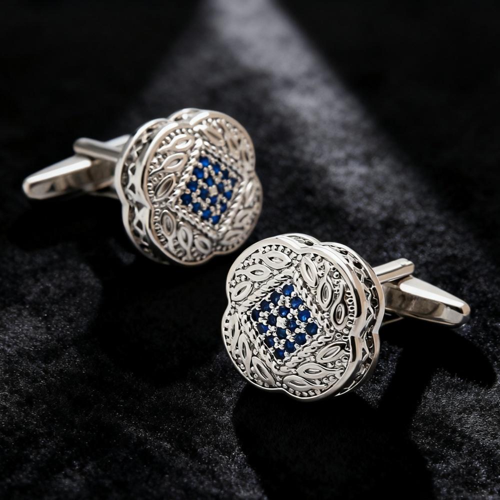 Men's Cufflink Set, White Rectangular Crystal Cufflinks, Paired with Gift Boxes.
