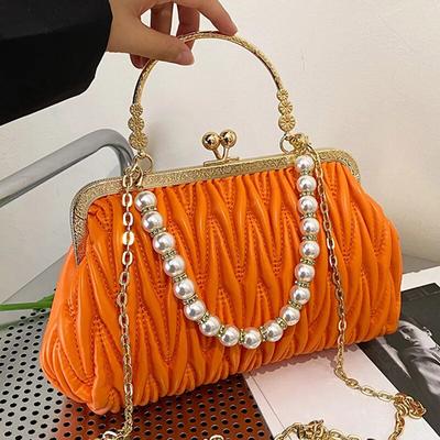 Mood Naiste Oranž Rohelised Õlakotid Prom Clutch Pearl Chain Crossbody kotid Naistele Chic Totes Pu Nahast käekotid ja rahakott