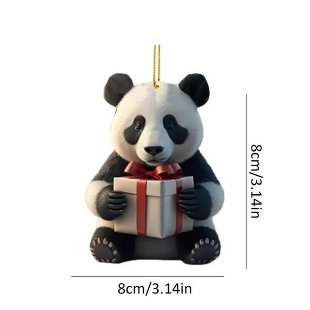 Adorable Acrylic Christmas Panda Ornament For Home And Car Decoration