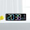 Modern LED Digital Wall Clock with Temp/Humidity Display, Alarm, Countdown & Remote Control Multi-Colored Display Clocks