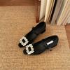 Grape mother spring new high heels women wear high-end rhinestone square buckle Mary Jane single shoes women's soft-soled women's shoes
