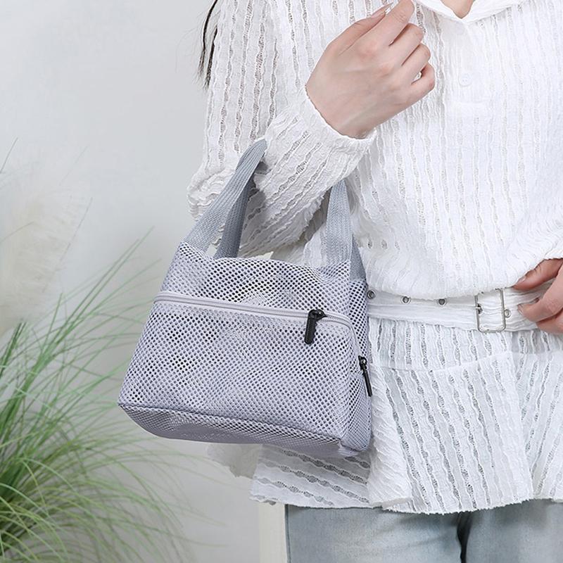 Torba siatkowa w jednolitym kolorze, podróżna kosmetyczka, duża pojemność, kosmetyczka, przenośne torby do przechowywania na sport, pływanie