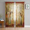 Ideal for Living Room Bedroom Space Space Decoration Window Opening Voiles Morning Tulle Drape1 - Ancient Egypt Art Cat Feather Retro Sheer Curtains