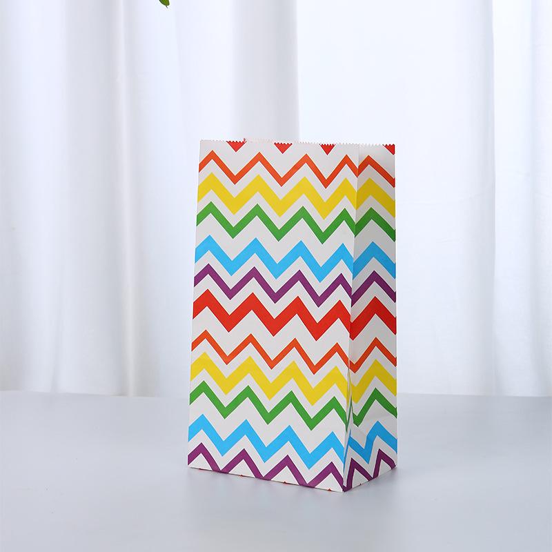 Spot Rainbow Striped Candy Bag - Colorful Party Decoration Gift Bag for Baking, Handleless Kraft Paper
