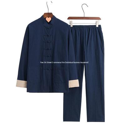 Men's Tai Chi Linen Practice Suit - Spring & Autumn Martial Arts Attire
