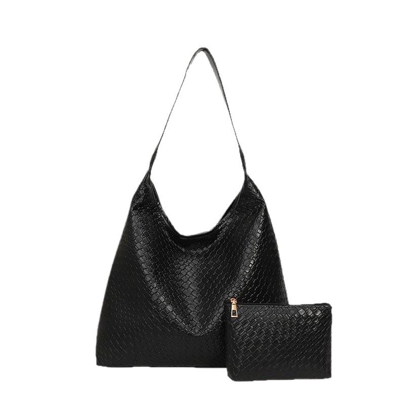 Casual Retro Large-capacity Mother and Child Bag Women's New Popular Versatile Foreign-style Woven Bucket Bag Shoulder Bag