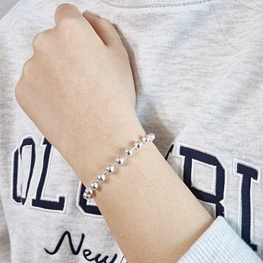 Silver ball 4mm silver bracelet thick best popular couple unisex pearl sterling silver gathering