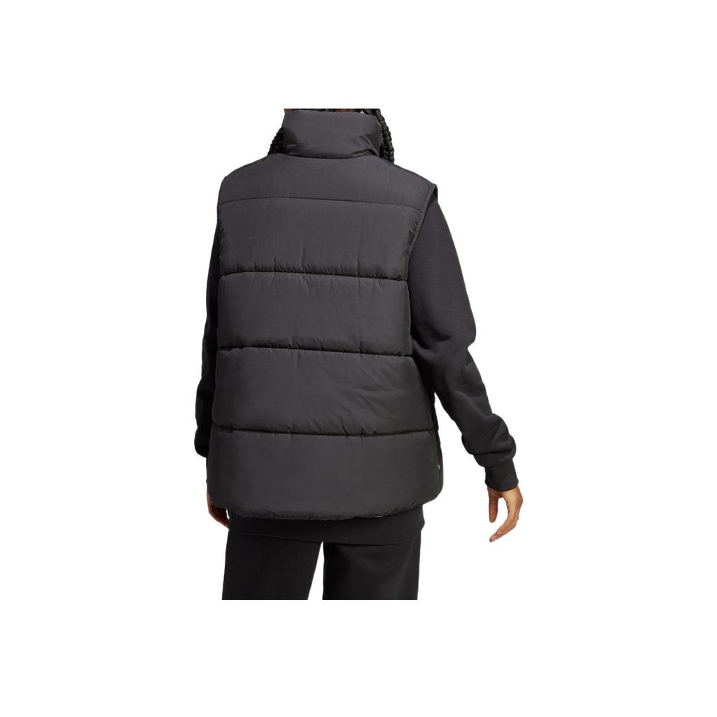 Adidas Originals Solid Color Brand Print Logo Zip Stand Collar Vest Women Vests Black IJ8187