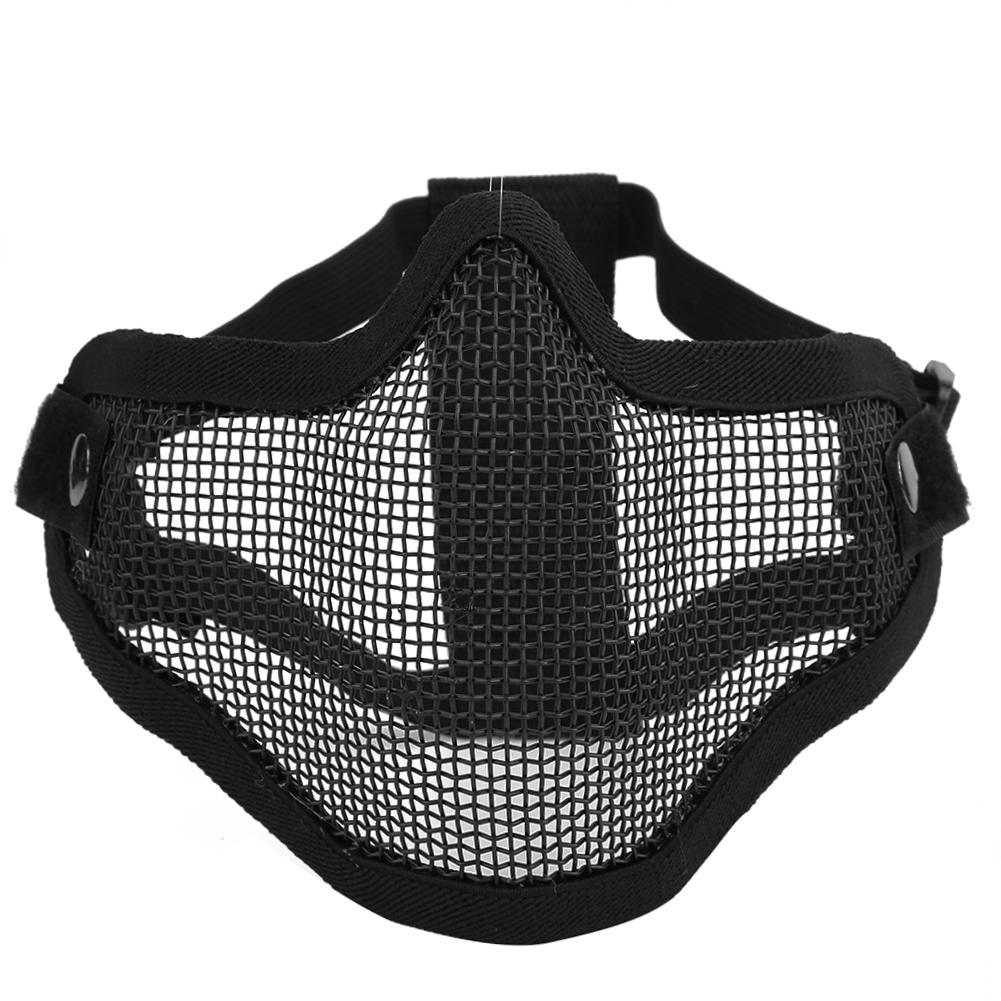 

Metal Mesh Face Guard Tactics Half Cover Protective Safety Film Pure Color Anti Riot CS(Black )