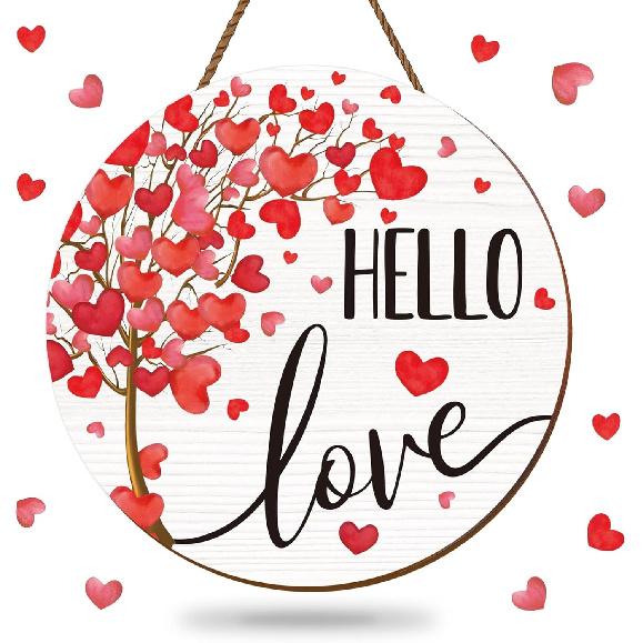 Whaline Hello Fall Wooden Hanging Sign Maple Tree Front Door Sign Autumn Thanksgiving Welcome Sign for Harvest Indoor Outdoor Home Porch Wall Decor