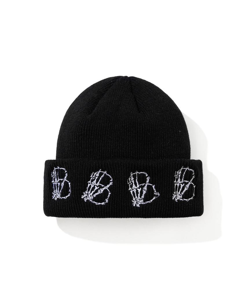 Bieseulaebis Skeletal Hand Bee Embroidery Beanie Black