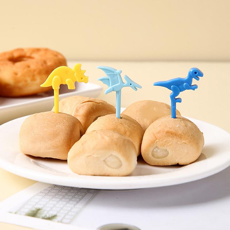 10 ks Cartoon Fruit Vidlice Roztomilý dinosaurus Cupcake Top Dekorace Jídlo Předkrm Párátka, Bento Box Příslušenství Koktejl