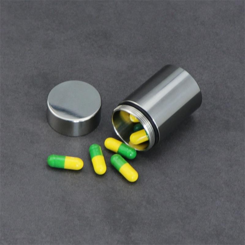 Stainless Steel Sealed Capsule Pill Case Travel Waterproof Pill Box Camping Firstaid EDC Multi-function Survival Tool Gift