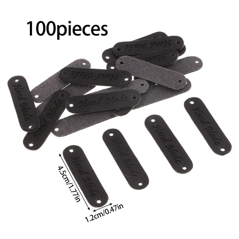 100 Pcs Leather Labels Handmade Labels Leather Labels Sewing Labels with Holes For Jeans Caps Purses Clothing