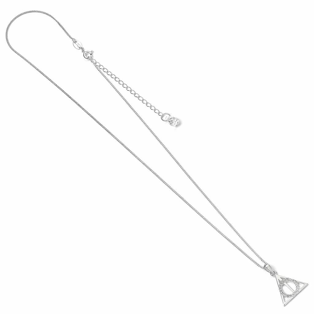 Harry Potter Sterling Silver Deathly Hallows Necklace with Crystals