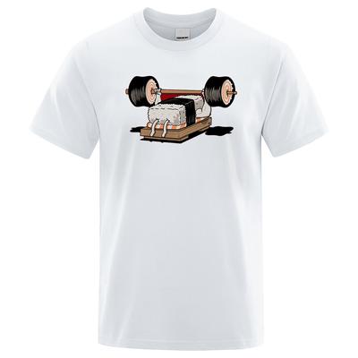 Kreskówka hantli podnoszonych Drukuj męskie koszulki Wygodny krój T-shirt Fajne ubrania z okrągłym dekoltem Moda Vintage T-shirty