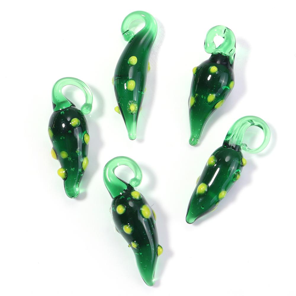 5pcs/lot Vegetables Fruit Glass Charms Pendant Lemon Watermelon Eggplant Grape Pendants For DIY Jewelry Making Necklace Earrings