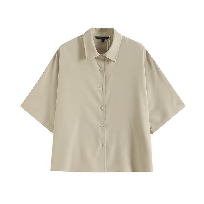 Fashion Style 2024 Summer New Arrival Women's Easiest for Match Commute Style Elegant Lapel Short Sleeve Shirt 05115577526