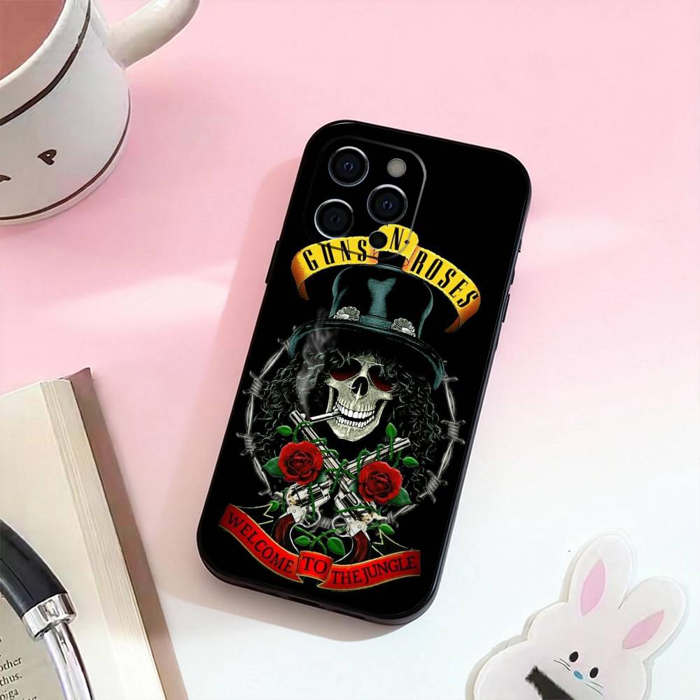 Band G-Guns N Roses    Phone Case For iPhone 17,16,15,14,13,12,11 Plus,Pro Max,Soft Silicone Black Cover