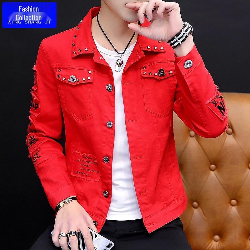 Men's Autumn 2023 Korean-Style Denim Jacket - Trendy, Handsome, Social Young Men's Fashion Z