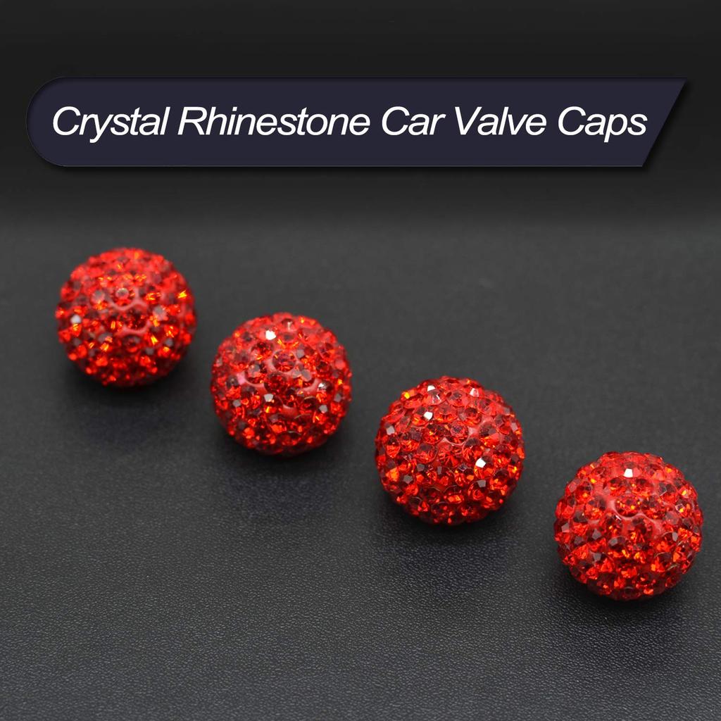 MECHCOS 4 Pack Car Wheel Tire Valve Caps Crystal Rhinestone Car Tire Wheel Valve