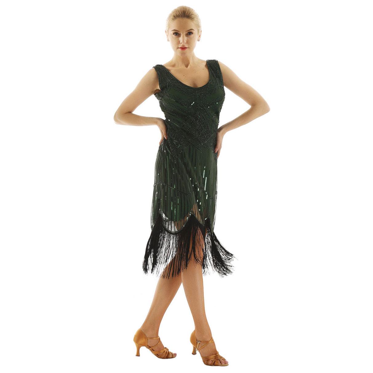 Womens Vintage Sequins Flapper Dress 1920s Shiny Fringed Tassels Hem Dresses   buy at low prices in the Joom online store