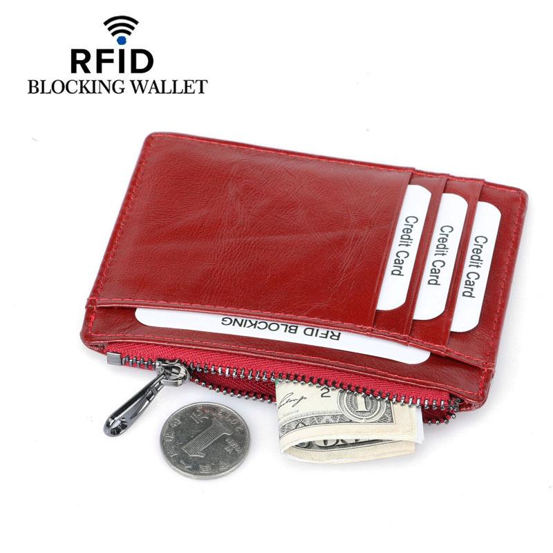 Top-Grain Cowhide Leather Zipper Card Holder & Coin Purse for Men and Women