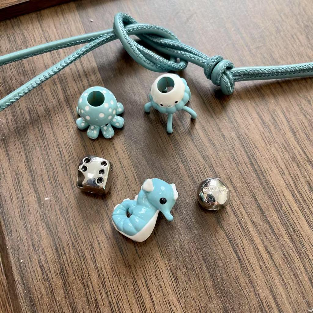 DIY Leather Bag Charm Kit - Handmade Animal Beaded Keychain Accessories with Luxury Beads & Ropes