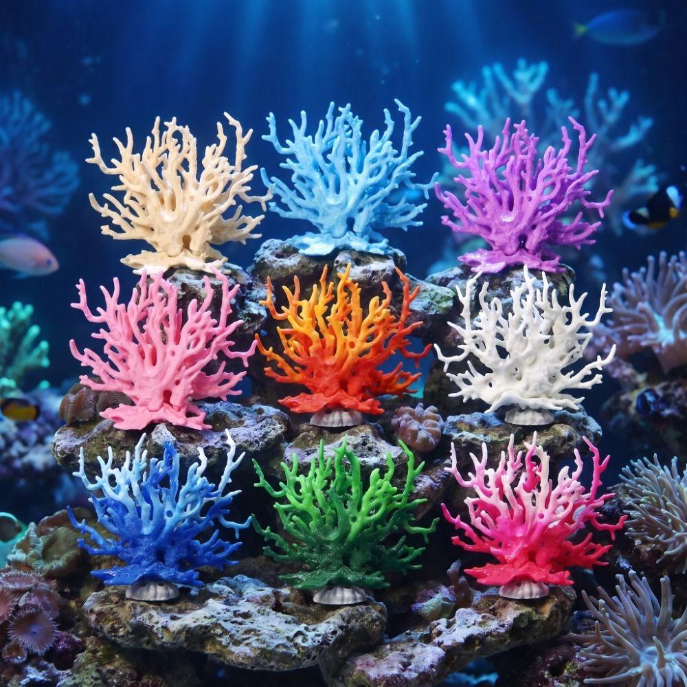 Lifelike Artificial Coral Ornament Plastic Fake Coral for Fish Tank  Home Decoration
