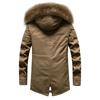 Winter Men's Hooded Plush Large Wool Collar Medium and Long Cotton Clothes