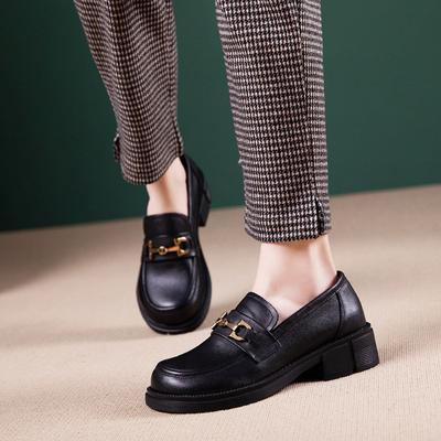 The First Layer of Cowhide Loafers Women's 2025 Spring New One-pedal Leather Soft-soled Casual Commuting Small Leather Shoes Women's Shoes