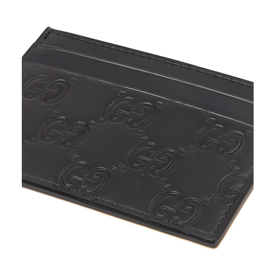 Gucci Monogram Logo Embossed Leather Card Holder Women Card Holder Black 233166-CWC10-1000