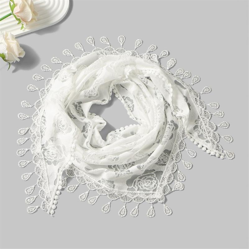 European Style Floral Embroidered Triangular for Bridal Weddings Parties As Head Shawl 130x50cm Polyester Fabric
