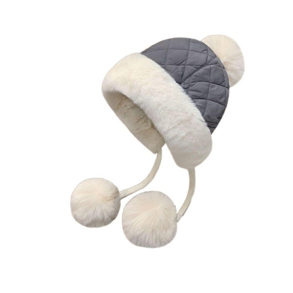 Solid Color Winter Hat for Women Keep Warm Plush Pullover Hat Simple Women Ear Protection Cap Girl
