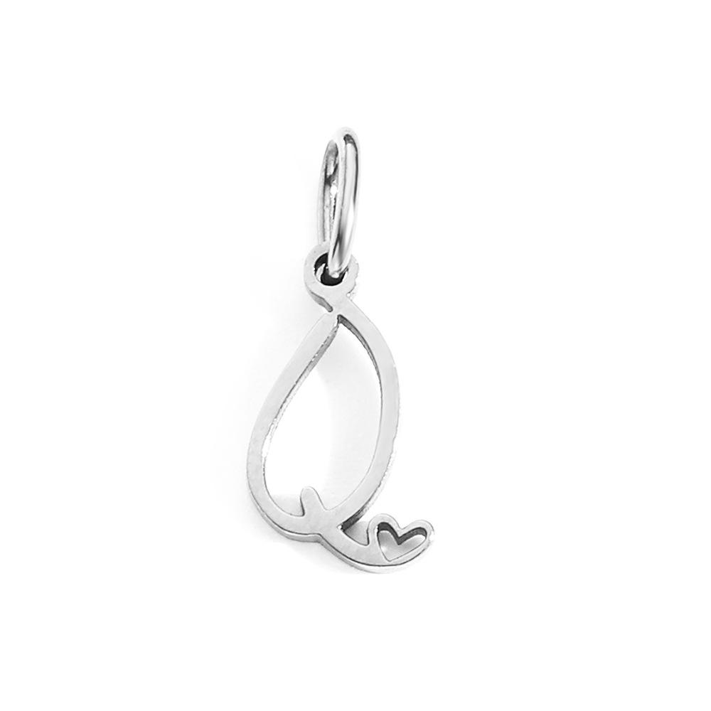Gold Plated Stainless Steel Heart Letter Pendant - European American Style, Non-Fading DIY Jewelry
