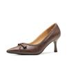 2172-1 niche design women's shoes 2025 new thin heel pointed intellectual mature high heels woven commuter shoes