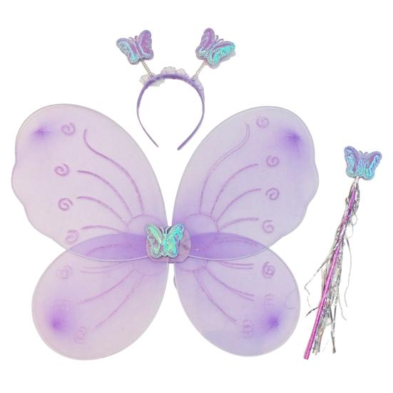 Yousheng 1 Set Girls Butterfly Wings Kids Foldable Butterfly Fairy Wings Hairband And Wand Fairy Costume Props for Halloween Parties Cosplay Photo