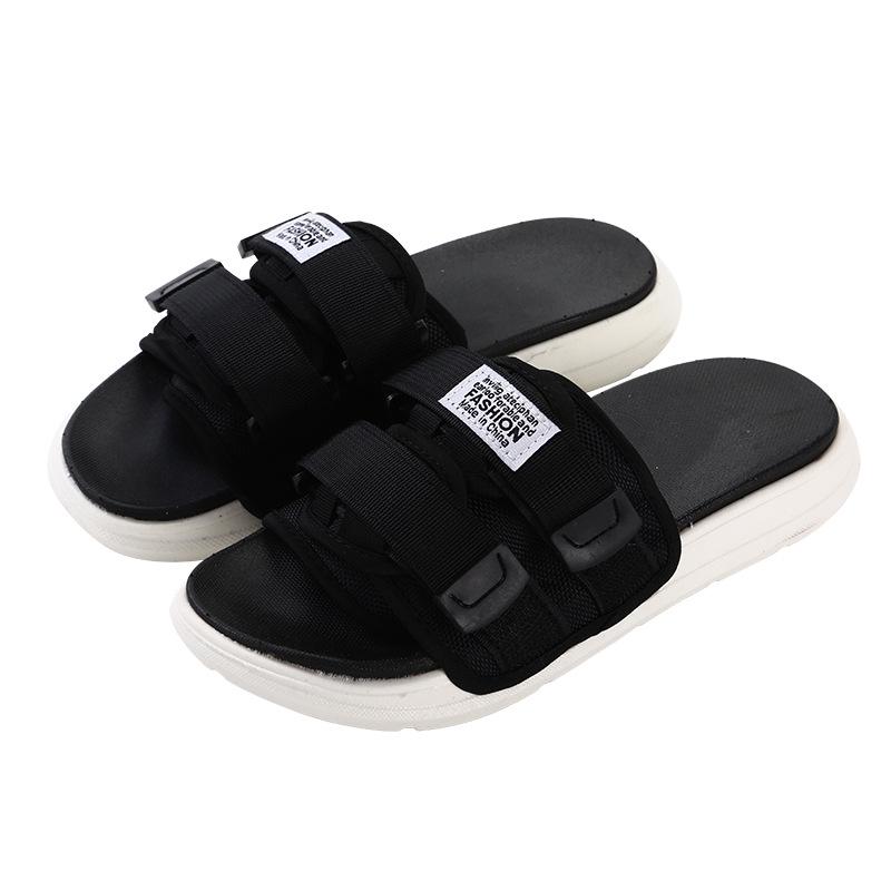 

Cross-border Summer Korean Version of The New Casual Internet Celebrity Beach Couple Slippers Thick-soled Outer Slippers 45-46 чёрный