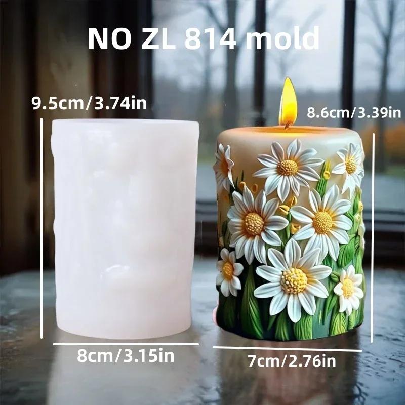 3D Coconut Tree Relief Cylindrical Candle Silicone Mold Beach Tree Resin Molud Palm Tree Flower Relief Handicraft Gypsum Molds
