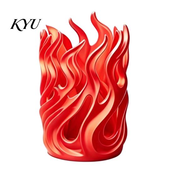 Stationery Organizer for Students Flame Shape Pen Holder, 3D Printed Hollow Pencil Cup, Cool Gaming Desk Accessories Decorative Desktop Makeup Brush,