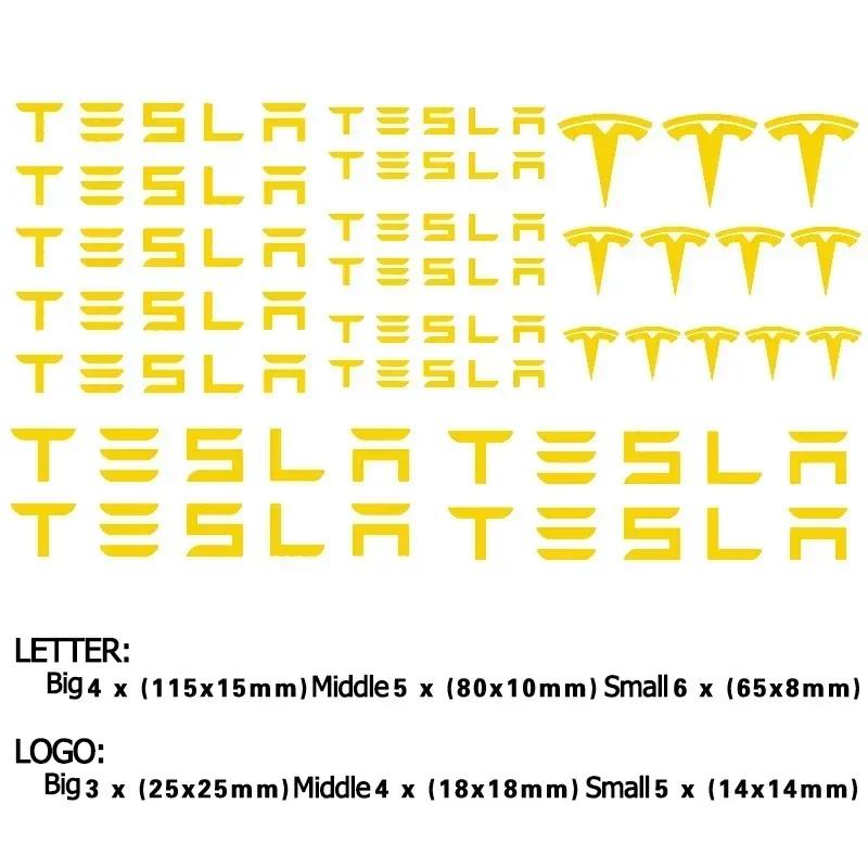 15pcs/27pcs Car Brake Caliper Sticker for Tesla Model 3 X Model S Y Roadster P75D P85D P90D P100D Auto Handle Side Emblem