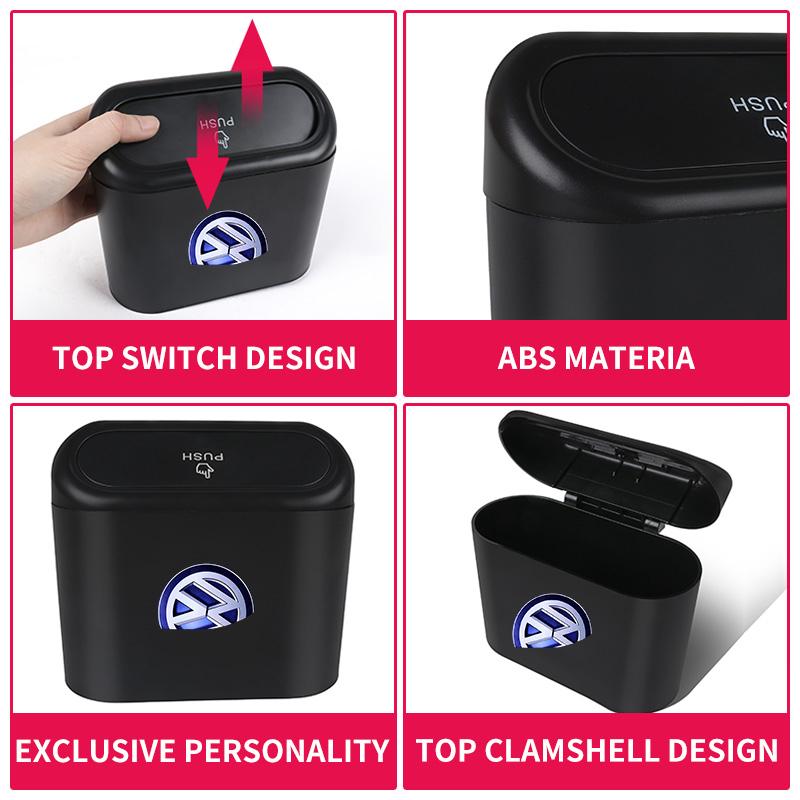 Car Trash Can Storage Box Vehicle Multifunctional Garbage Dust Case For Volkswagen VW Golf 4 R Rline Caddy Tiguan Polo Scirocco
