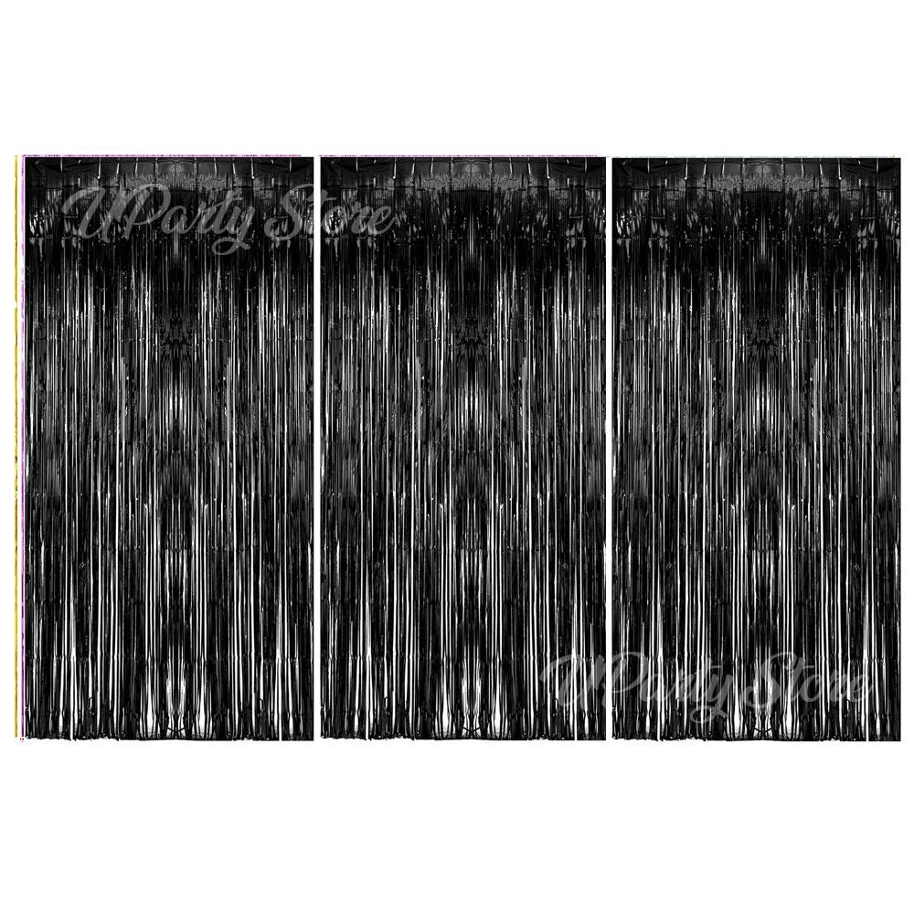 3Pcs Silver Foil Fringe Curtains 10 Colors Metallic Rose Gold Tinsel Streamer Curtains for Birthday Wedding Party Backdrop Decor